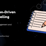 An illustration of a notepad and pencil against a dark background with geometric patterns, featuring the text "Emotion-Driven Storytelling" and "Better Engagement and Rankings" alongside a website URL.